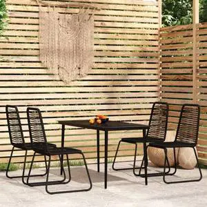 vidaXL Patio Dining Set 5 Piece Black Garden Outdoor Table and Chair Furniture