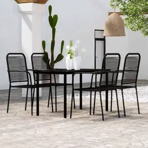 vidaXL Patio Dining Set 5 Piece Black Garden Outdoor Table and Chair Furniture
