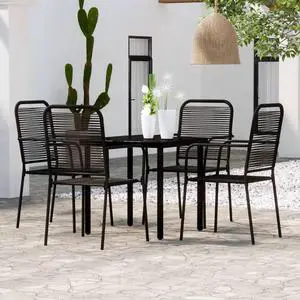 vidaXL Patio Dining Set 5 Piece Black Garden Outdoor Table and Chair Furniture