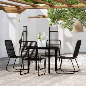 vidaXL Patio Dining Set 5 Piece Black Garden Outdoor Table and Chair Furniture