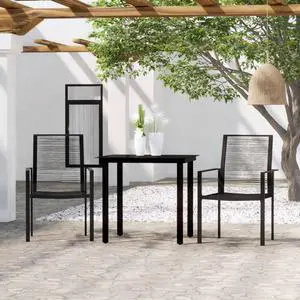 vidaXL Patio Dining Set 3 Piece Black Garden Outdoor Table and Chair Furniture