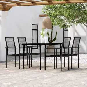 vidaXL Patio Dining Set 5 Piece Black Garden Outdoor Table and Chair Furniture