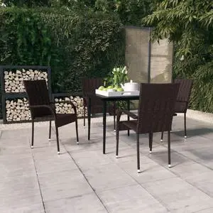 vidaXL Patio Dining Set 5 Piece Brown and Black Garden Outdoor Table and Chair
