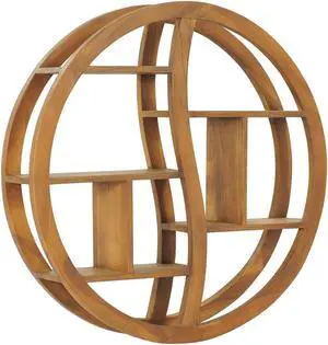 vidaXL Yin Yang Wall Shelf Organizer for Living Room Hallway Solid Wood Teak