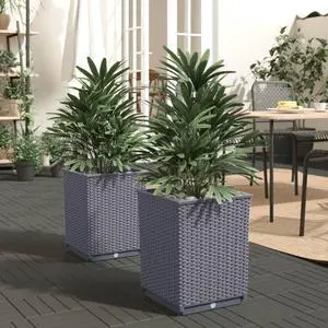 vidaXL Planter Set of 2 Blue Grey Polypropylene Medium
