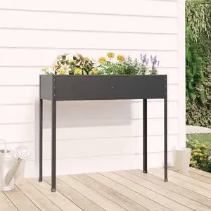 vidaXL Planter Stand Outdoor Raised Garden Bed Anthracite Galvanized Steel