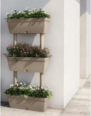 vidaXL Flower Box 3 Pcs Vertical Garden Planter Box for Growing Vegetables Taupe