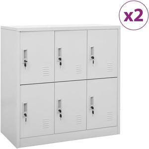 vidaXL Locker Cabinet Storage Cabinet File Cabinet 2 Pcs Light Gray Steel