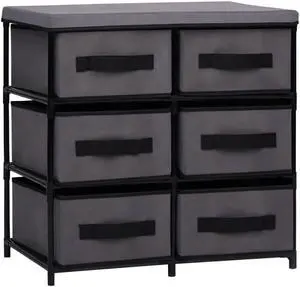 vidaXL Storage Cabinet Storage Organizer Unit Rack with 6 Drawers Gray Steel