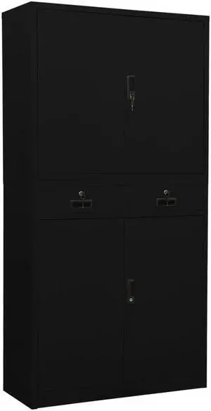 vidaXL Office Cabinet Storage Cabinet Home Office Display Cabinet Black Steel