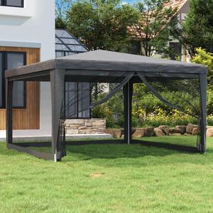 vidaXL Gazebo Party Tent with 4 Mesh Sidewalls Anthracite 13.1'x13.1'HDPE