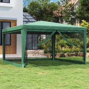 vidaXL Gazebo Outdoor Party Tent with 4 Mesh Sidewalls Green 13.1'x13.1'HDPE