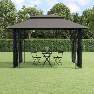 vidaXL Gazebo Canopy with Sidewalls Anthracite 157.5"x118.1"x106.3" Steel
