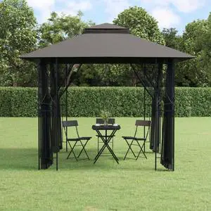 vidaXL Gazebo Canopy with Sidewalls Anthracite 118.1"x118.1"x106.3" Steel