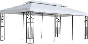 vidaXL Gazebo Patio Pavilion Canopy Party Tent Sunshade with 2-Tier Roof White