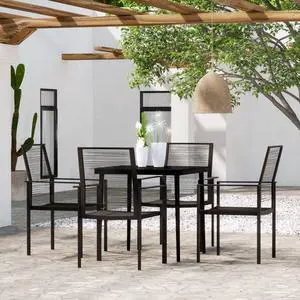 vidaXL Patio Dining Set 5 Piece Black Garden Outdoor Table and Chair Furniture