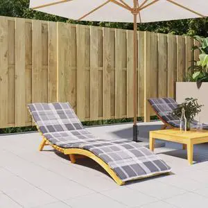 vidaXL Patio Cushion Sun Lounger Chair Cushion Gray Check Pattern Oxford Fabric