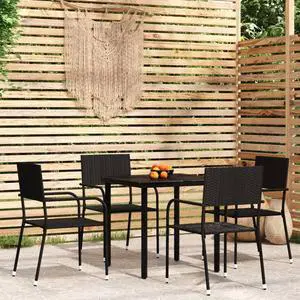 vidaXL Patio Dining Set 5 Piece Black Garden Outdoor Table and Chair Furniture