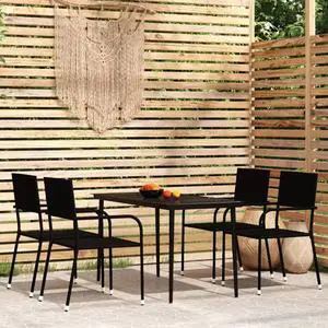 vidaXL Patio Dining Set 5 Piece Black Garden Outdoor Table and Chair Furniture
