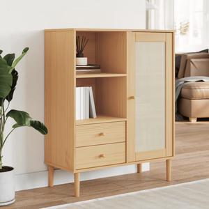 vidaXL Highboard Storage Side Cabinets SENJA Rattan Look Brown Solid Wood Pine
