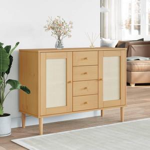 vidaXL Sideboard Buffet Storage Cabinet SENJA Rattan Look Brown Solid Wood Pine