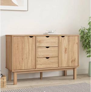 vidaXL Cabinet Wooden Storage Console Sideboard with Doors OTTA Solid Wood Pine