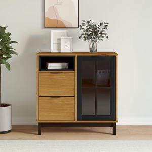 vidaXL Cabinet Storage Buffet Sideboard with Glass Door FLAM Solid Wood Pine