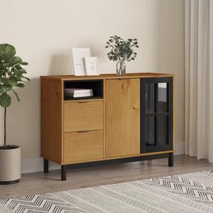 vidaXL Cabinet Storage Buffet Sideboard with Glass Door FLAM Solid Wood Pine
