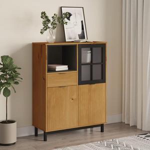 vidaXL Cabinet Storage Buffet Sideboard with Glass Door FLAM Solid Wood Pine
