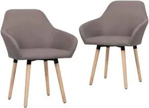 vidaXL Dining Chair 2 Pcs Accent Upholstered Chair with Armrests Taupe Fabric