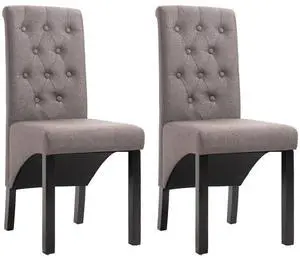 vidaXL Dining Chairs 2 Pcs Accent Side Chair with Solid Wood Legs Taupe Fabric vidaXL Dining Chairs 2 Pcs Accent Side Chair with Solid Wood Legs Taupe Fabric