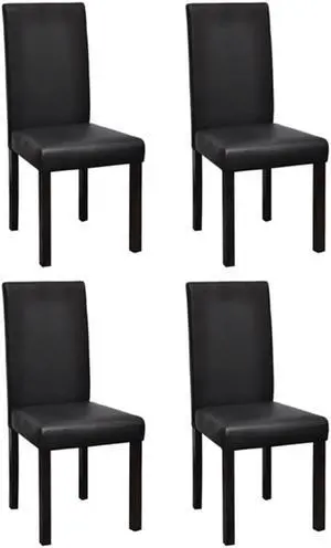 vidaXL Dining Chairs 4 Pcs Side Chair with Solid Wood Legs Black Faux Leather vidaXL Dining Chairs 4 Pcs Side Chair with Solid Wood Legs Black Faux Leather