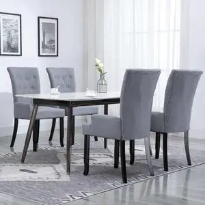 vidaXL Dining Chairs 4 Pcs Accent Dining Chair with Armrests Light Gray Fabric