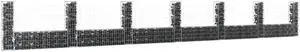 vidaXL U-shape Gabion Basket with 7 Posts Iron 291.3"x39.4" Wire Wall Fence