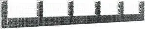 vidaXL U-shape Gabion Basket with 6 Posts Iron 244.1"x39.4" Wire Wall Fence