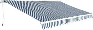 vidaXL Awning Outdoor Canopy Patio Awning Manual Operated 196.9" Blue/White
