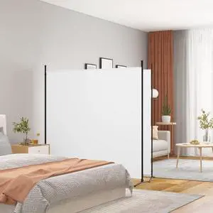 vidaXL Room Divider Folding 2 Panel Room Divider Privacy Screen White Fabric
