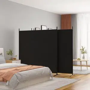 vidaXL Room Divider Folding 4 Panel Room Divider Privacy Screen Black Fabric