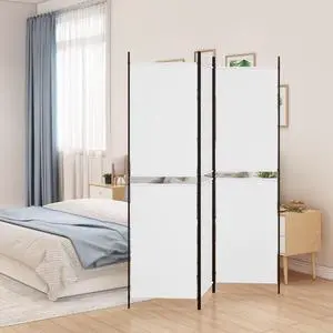 vidaXL Room Divider 3 Panel Room Divider Screen Wall Partition White Fabric