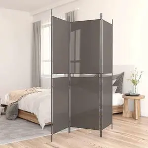 vidaXL Room Divider 3 Panel Room Divider Screen Wall Partition Anthracite Fabric