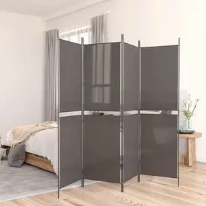 vidaXL Room Divider 4 Panel Room Divider Screen Wall Partition Anthracite Fabric