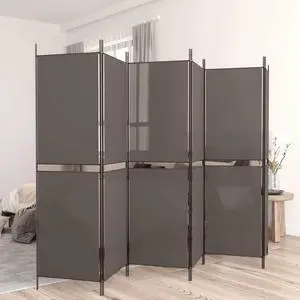 vidaXL Room Divider 6 Panel Room Divider Screen Wall Partition Anthracite Fabric