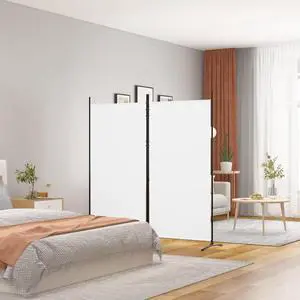 vidaXL Room Divider Folding Privacy Screen 2 Panel Room Divider White Fabric