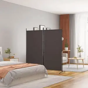 vidaXL Room Divider Folding Privacy Screen 2 Panel Room Divider Brown Fabric