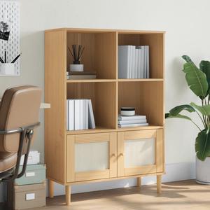 vidaXL Bookcase Bookshelf Storage Rack SENJA Rattan Look Brown Solid Wood Pine