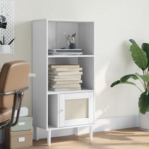 vidaXL Bookcase Bookshelf Storage Rack SENJA Rattan Look White Solid Wood Pine