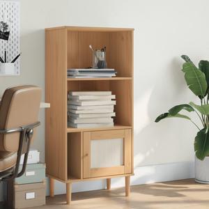 vidaXL Bookcase Bookshelf Storage Rack SENJA Rattan Look Brown Solid Wood Pine