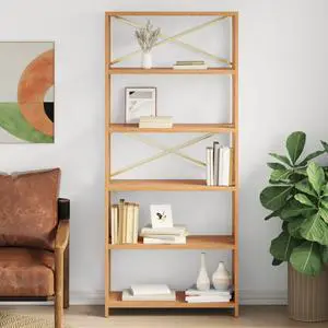 vidaXL 6-Tier Shelf Bathroom Storage Bookshelf Shelving Unit Solid Wood Oak