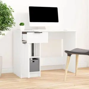 vidaXL Desk Computer Table Furniture for Home Office White Engineered Wood