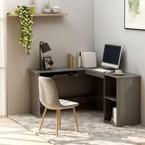 vidaXL Corner Desk Home Office Computer Desk High Gloss Black Engineered Wood